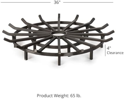 Ash & Ember 36" Wagon Wheel Fire Grate, High-Efficiency Smoke-Free F...