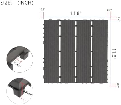 44 Sq. ft Plastic Interlocking Deck Tiles, ACIDBOLT 44 PCS 12" x 12&quot...