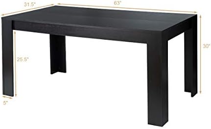 GIANTEX Dining Table for 4-6, 63" Large Rectangular Kitchen Table, Black