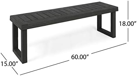 Christopher Knight Home Kemp Outdoor Acacia Wood Bench, Gray Finish, Sandblas...