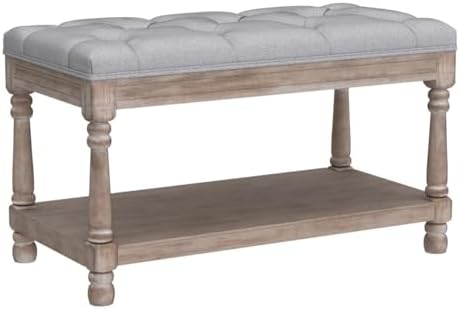 Kmax Rustic Wooden Storage Entryway Bench Shoe Rack Bench -1 Seat, Grey