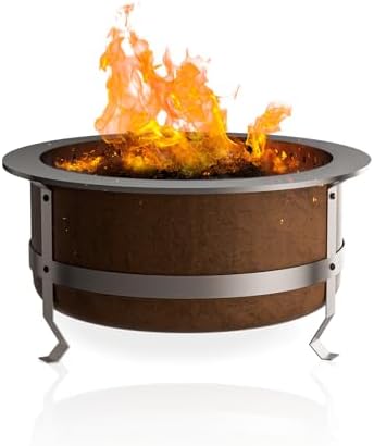 27 Inch Smokeless Wood-Burning Fire Pit, Aged Rust-Look Finish