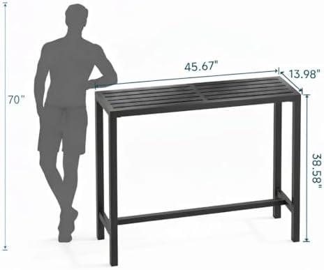 45" Outdoor Bar Height Table, Black Metal Frame with HDPE Top