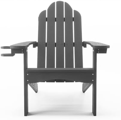 LUE BONA HDPS Outdoor Adirondack Chair, Cup Holder, Set of 6, Dark Gray