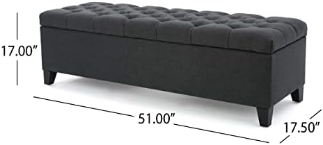 Christopher Knight Home Ottilie Fabric Storage Ottoman, Dark Grey Dimensions:...
