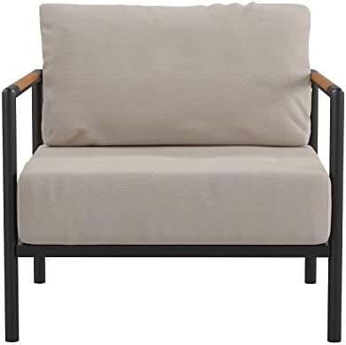 Flash Furniture Patio Chair with Cushions, Black/Beige