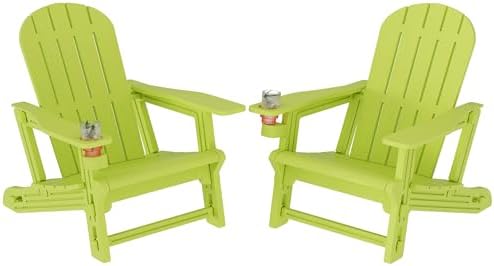 Shintenchi Adirondack Chairs Set of 2,HDPE Adirondack Chairs w/Removable Tabl...