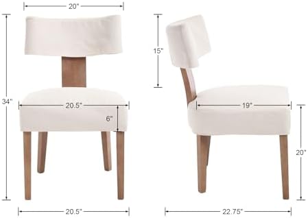 HNY Mid Century Modern Dining Chairs Set of 4 with Seat Covers, Farmhouse Lin...
