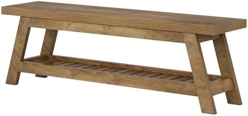 Tribesigns 55" Entryway Bench with Shoe Storage, Wood Bench Seat