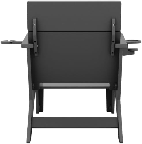 SERWALL Modern Adirondack Chairs Set of 2, Cup‑Holder, Solid Backrest, Grey