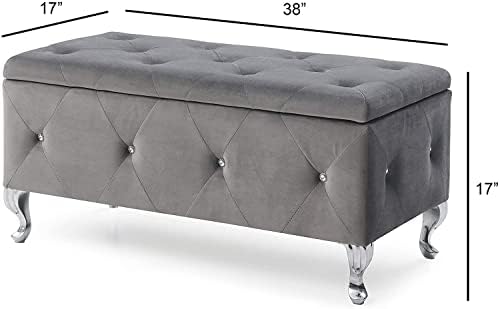 AC Pacific Glam 38 Inches Storage Ottoman Bench for Entryway, Hallway, Living...