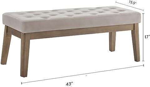 24KF Velvet Upholstered Buttons Tufted Entryway Bench with Solid Wood Leg,Bed...