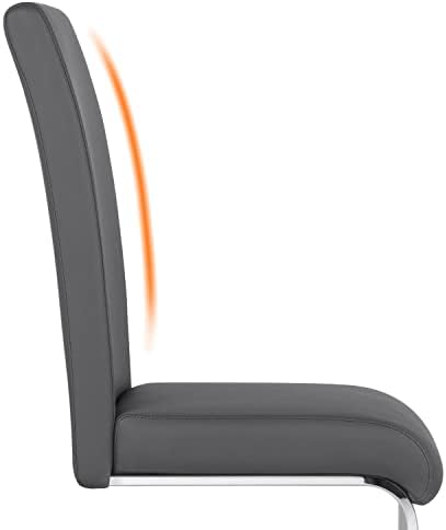 Yaheetech Dining Chairs Set of 4 High Back Modern Kitchen Chairs Light Gray