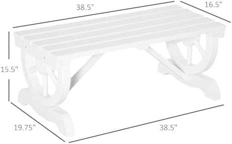 Outsunny 2-Person Wooden Garden Bench Outdoor Wagon Wheel 550 LBS White