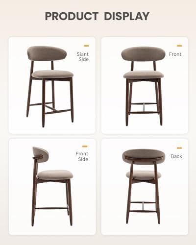 Bar Stools Set of 3, 25.6″ Counter Height Bar Stools with Wood Legs
