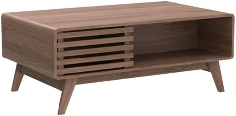 mopio Ensley Dual-Side Storage Coffee Table – Mid Century Modern Fluted Wood ...