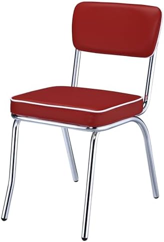 Coaster Home Furnishings Retro Set of 2 Open Back Dining Side Chairs Faux Lea...
