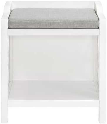 Alaterre Furniture Coventry Bench Stool with Cushion - Pine Wood Bench for En...