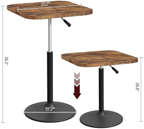 MAHANCRIS Bar Table, Height-Adjustable Pub Table 26.8-36.2 Inches, Cocktail T...