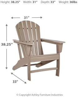 Signature Design by Ashley 1-Piece HDPE Outdoor Adirondack Chair, Driftwood