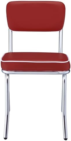 Coaster Home Furnishings Retro Set of 2 Open Back Dining Side Chairs Faux Lea...