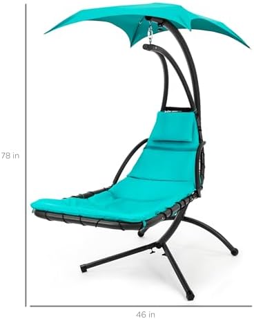 Best Choice Products Outdoor Hanging Curved Steel Chaise Lounge Chair Swing w...