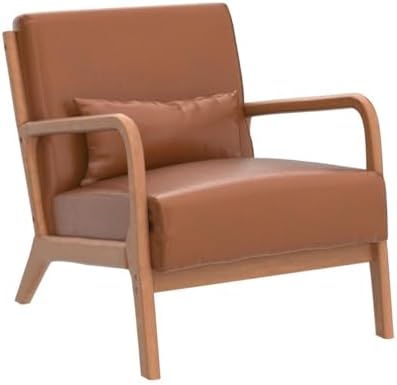 INZOY Mid-Century Modern Accent Chair Set of 2, PU Leather Reading Armchair w...