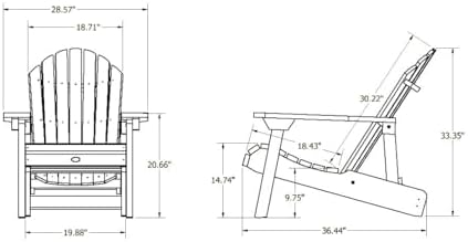 highwood Hamilton Made in the USA Folding and Reclining Adirondack Chair, Adu...