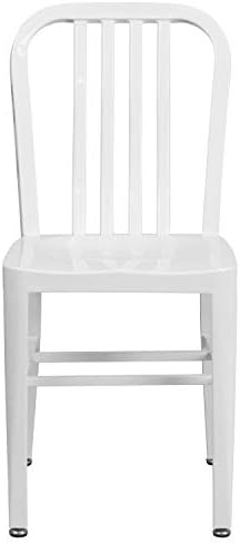 Flash Furniture Gael Commercial Grade 2 Pack White Metal Indoor-Outdoor Chair