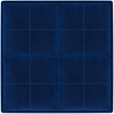SIMPLIHOME Avalon 35" Wide Velvet Square Storage Ottoman in Blue