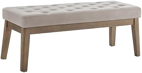 24KF Velvet Upholstered Buttons Tufted Entryway Bench with Solid Wood Leg,Bed...