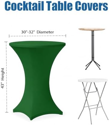 Cocktail Table Covers - 6 Pack 32x43 Inch Table Cloth - Green