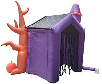 8.5 Foot Halloween Inflatable Haunted House Castle with Skeleton, Ghost &...