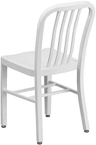 Flash Furniture Gael Commercial Grade 2 Pack White Metal Indoor-Outdoor Chair