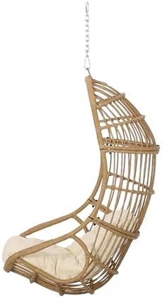 Christopher Knight Home Mariah Wicker Hanging Chair with Cushion, Outdoor Ind...
