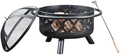 Teamson Home Large 76cm Garden Round Wood Burning Fire Pit, Outdoor Furniture...