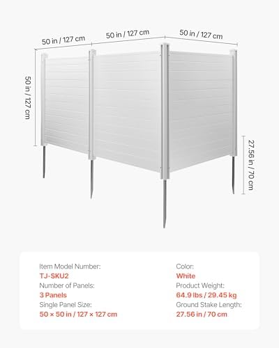 VEVOR Outdoor Privacy Screen 50in W x 50in H 3-Panel Air Conditioner Fence