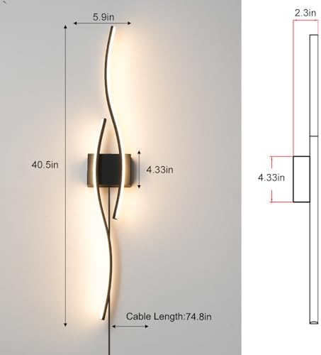 Daunton Modern Plug in Wall Sconces Set of Two, RC Dimmable LED Plug in Wall ...