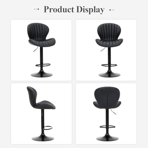 COLAMY Bar Stools Set of 4, Modern Swivel Bar Chairs, Adjustable Faux Leather...