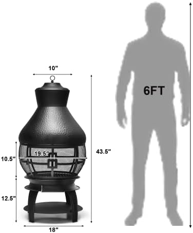 BETTARY Outdoor Chiminea Fireplace, Vintage Metal Chimineas, Wood-Burning Rus...