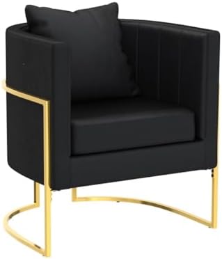 Velvet Modern Accent Chair, Upholstered Barrel Armchair Mid Century with Pill...