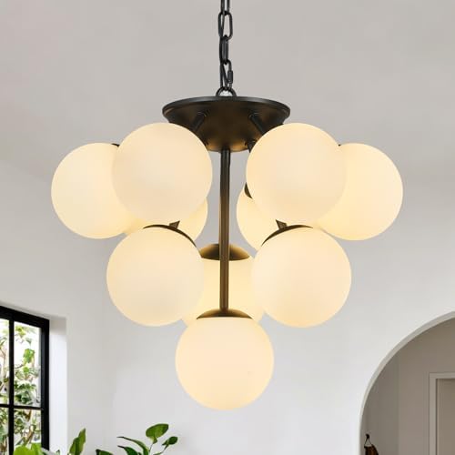 10 lights globe pendant light mid century pendant shown in use