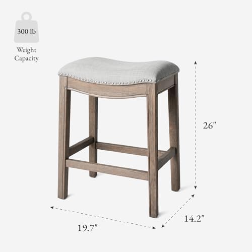 Maven Lane Adrien Backless Counter Stool, Grey, 26"