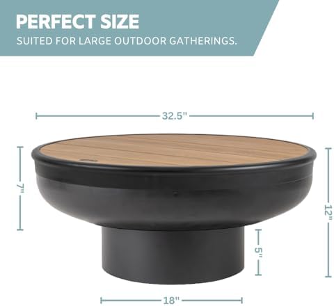 DENKOE 32 Inch Round Fire Pit Table with Fire Pit Grill, Extra Thick, Heavy D...