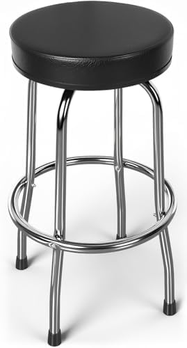 YELLOW JACKET Swivel Bar Stool with Footrest, Padded Seat