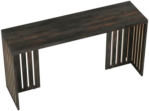 Tribesigns 63-Inch Bar Table with Louvered Base, Black Brown