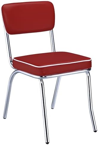 Coaster Home Furnishings Retro Set of 2 Open Back Dining Side Chairs Faux Lea...