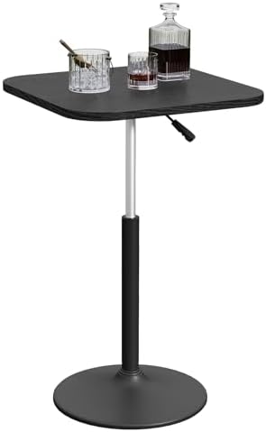 MAHANCRIS Bar Table, Height-Adjustable Pub Table 26.8-36.2 Inches, Cocktail T...