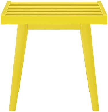 Plank+Beam Square Entryway Bench, Mid-Century Modern, 19", Yellow
