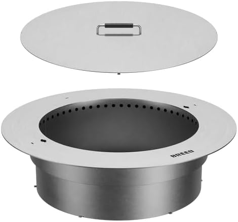 Breeo Zentro Fire Pit Insert - Stainless Steel, Round 30 in with Lid